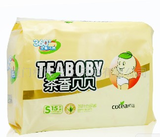 供應(yīng)茶香貝貝紙尿褲全柔環(huán)抱360&ordm；茶葉紙尿褲15片
