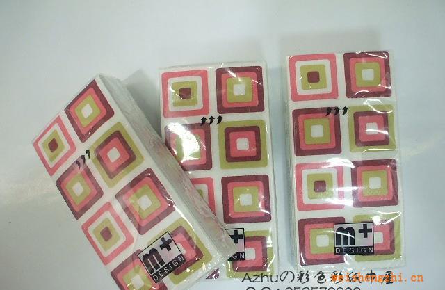 紙巾印刷圖案，彩色印花紙巾，彩色紙巾(紅色方塊)