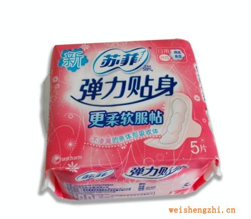 蘇菲衛(wèi)生巾批發(fā)，5片綿柔彈力貼身，日用纖巧5片