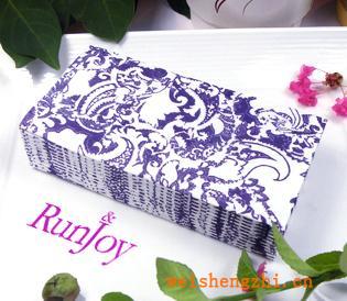 彩色印花手帕紙巾廣告促銷禮品紙巾婚慶酒席餐巾紙Runjoy設(shè)計(jì)