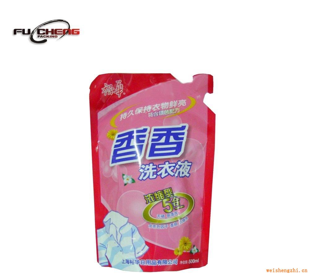 浙江供應(yīng)帶嘴自立洗衣液袋、洗衣粉袋，環(huán)保袋，彩色洗衣液袋