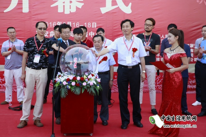 與會領(lǐng)導(dǎo)觸摸水晶球宣布展會正式開始